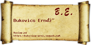 Bukovics Ernő névjegykártya
